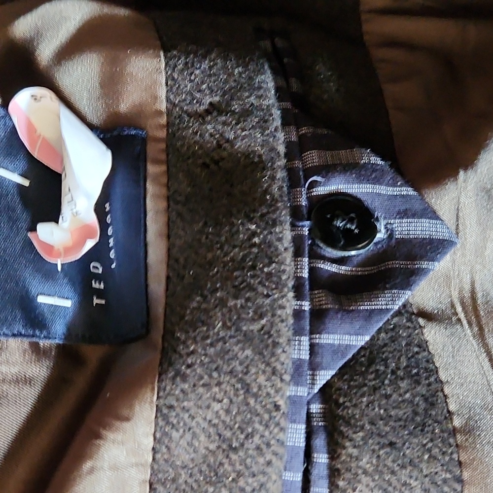 Ted Baker London Full Length Herringbone Olive 100% Wool Overcoat, Nieman Marcus - Picture 4 of 5